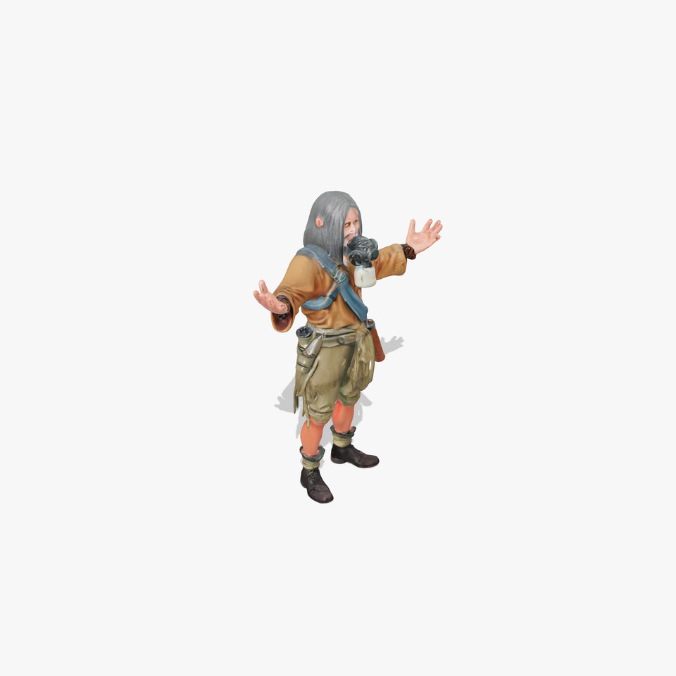 PostApocalyptic Survivor with Gas Mask Rigged and Animated